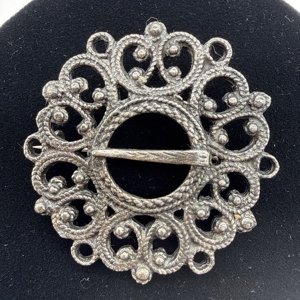 VTG Tinn Per Norway Viking penannular brooch pin Scandinavian Pewter Silver